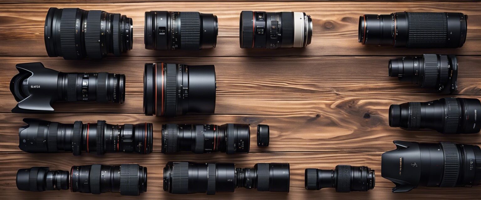 Variety of DSLR camera lenses